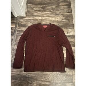 Bruno Milano Men's Casual‎ XL Maroon Long sleeve Shirt with Chest Zipper 561